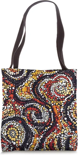Abstract Circular Pattern with Red and Green Accents Tote Bag
