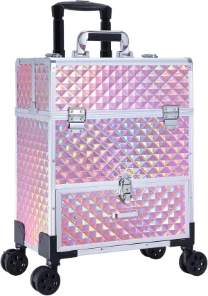 Adazzo Rolling Nail Case Wheeled Manicure Storage Case Polish Organizer Professional Makeup Trolley for Studio or Travelling Nail Technician Artists Cosmetologist Stylist
