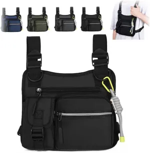 Adjustable Zipper Multi-functional Tactical Chest Bag, Sporty Vest Bag, for Outdoor Hiking Cycling Workouts, Sport (Black)