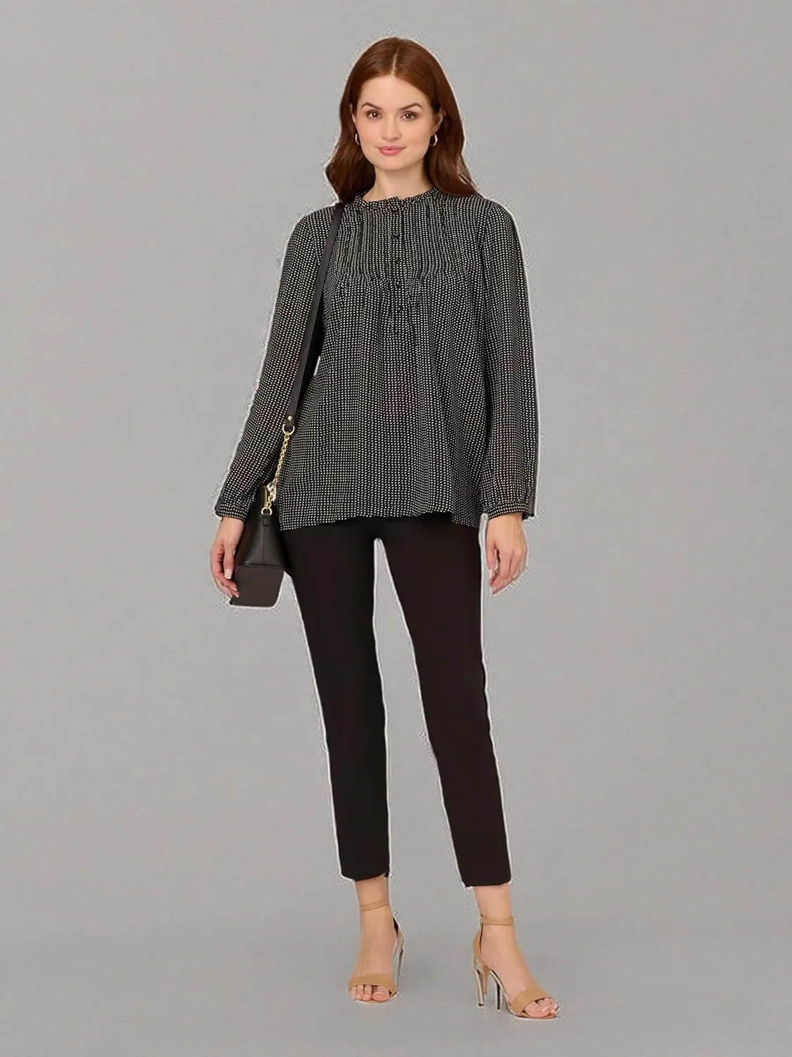 Adrianna Papell Women's Pintuck Button Down Blouse