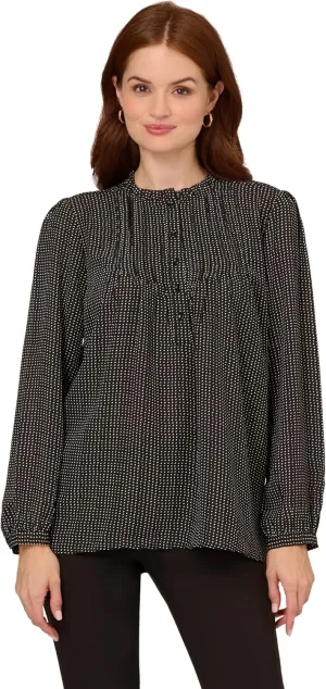 Adrianna Papell Women's Pintuck Button Down Blouse