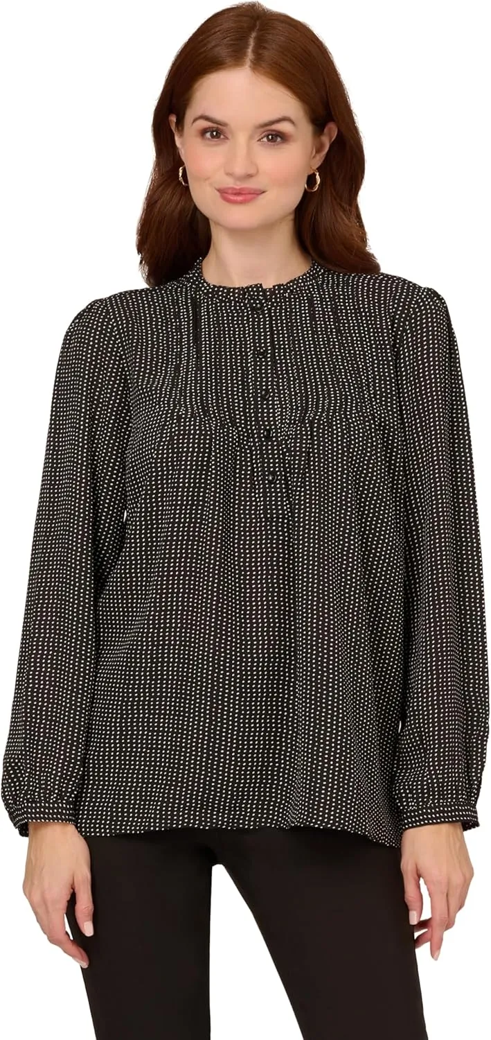 Adrianna Papell Women's Pintuck Button Down Blouse