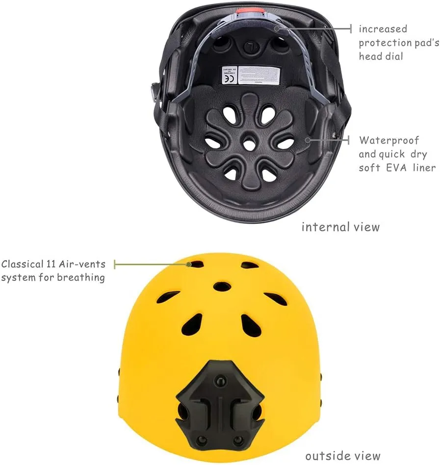 Adult Rafting Kayaking Watersports Helmet with Camera Clamp Mount Plate