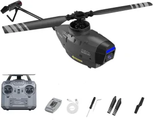 Aetheria C127AI RC Helicopter with 1080P Camera 2.4G 4CH Single-Rotor Brushless Helicopter Model Without Aileron, Remote Control Aircraft with 6-Axis Gyro, Optical Flow Positioning