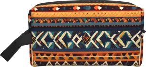 African National Patterns Print Large Capacity Cosmetic Organizer for Women and Men Portable Travel Makeup Pouch