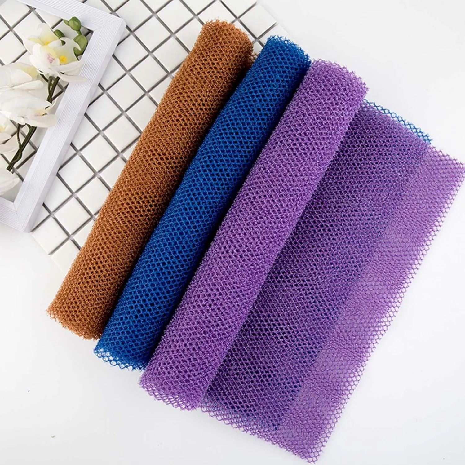 Afro Scrub African Exfoliating Net Sponge - Afroscrub Body Scrubber for Bath & Shower, Exfoliating Washcloth for Daily Use, Premium Bath Sponge (5 Pcs B)