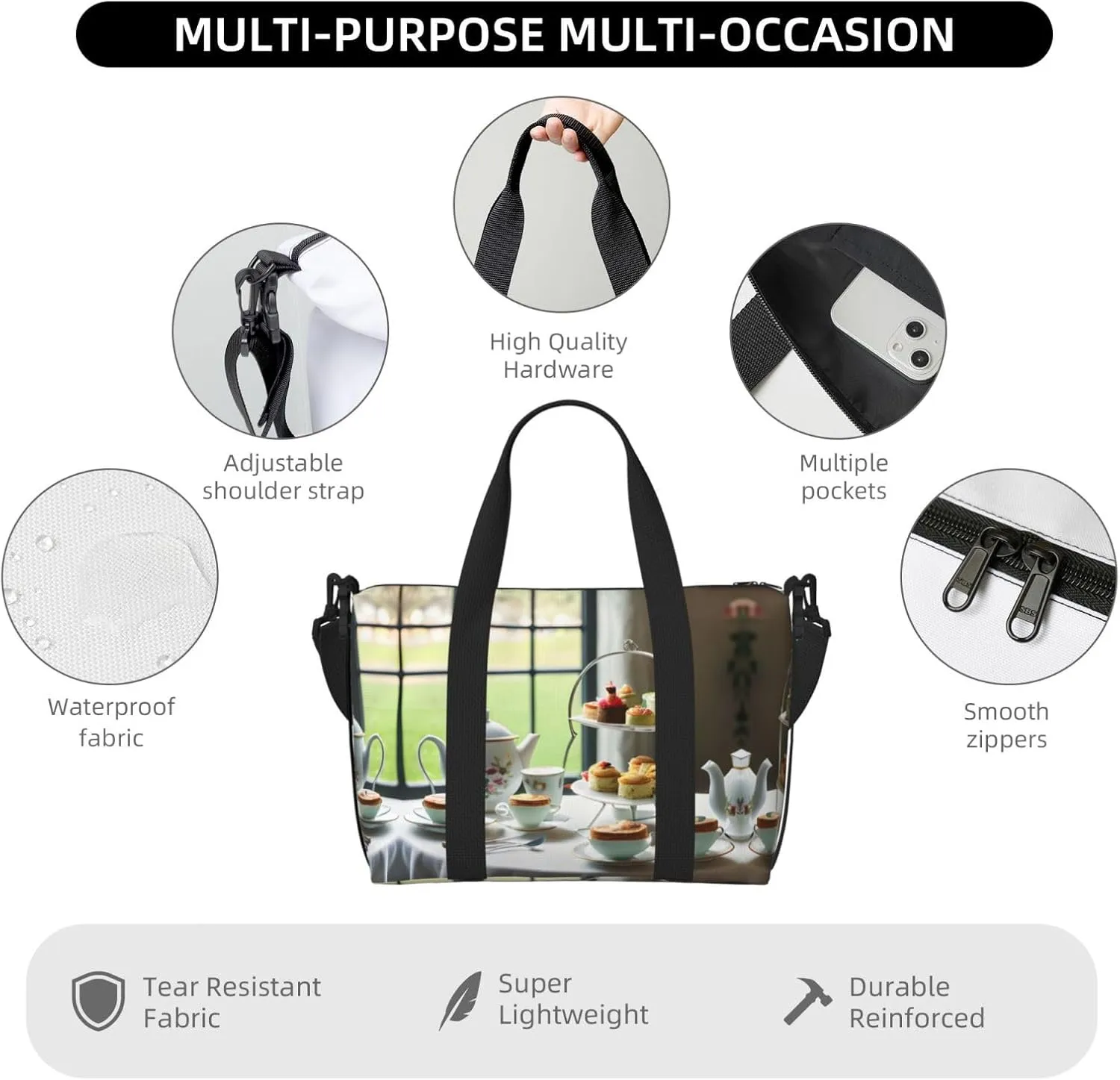 Afternoon Tea Travel Bags, Weekender Carry On For Women, Sports Gym Bag, Workout Duffel Bag,Overnight