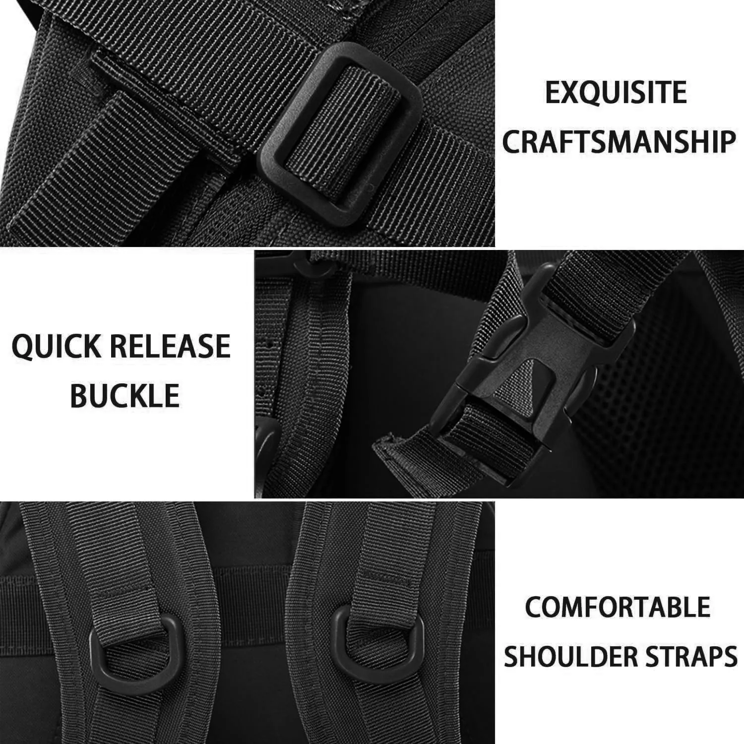 aiGear Tactical Backpack for Men, 25L Military Backpack, 3-Day Bug Out Bag for Camping Hiking Hunting with Molle System Army Daypack (25L Black)