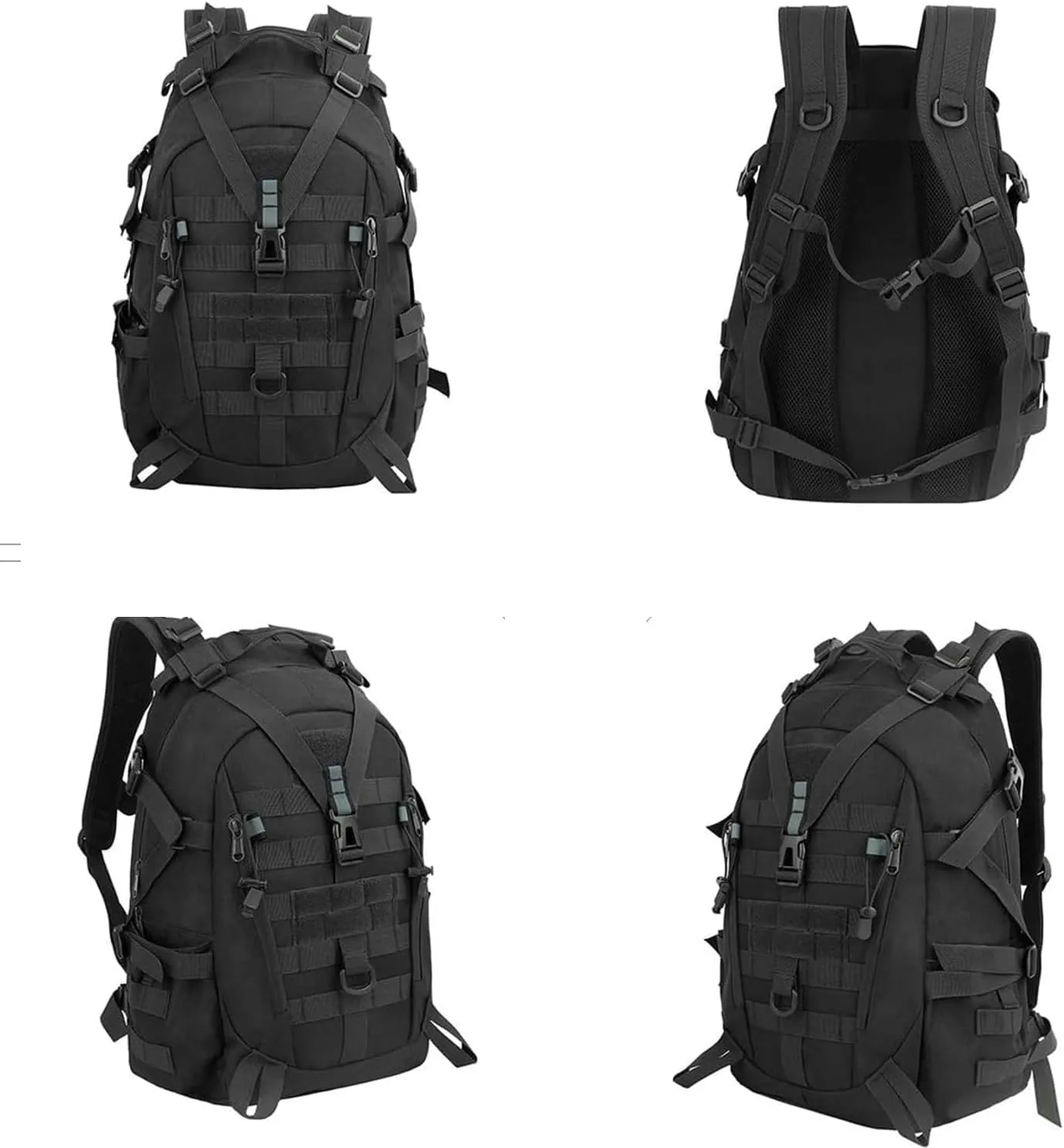 aiGear Tactical Backpack for Men, 25L Military Backpack, 3-Day Bug Out Bag for Camping Hiking Hunting with Molle System Army Daypack (25L Black)