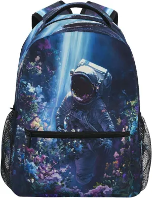 ALAZA Astronaut Underwater Flower Kids School Backpack for Boys Girls Teens Bookbag Travel Daypack Bag 16 inch