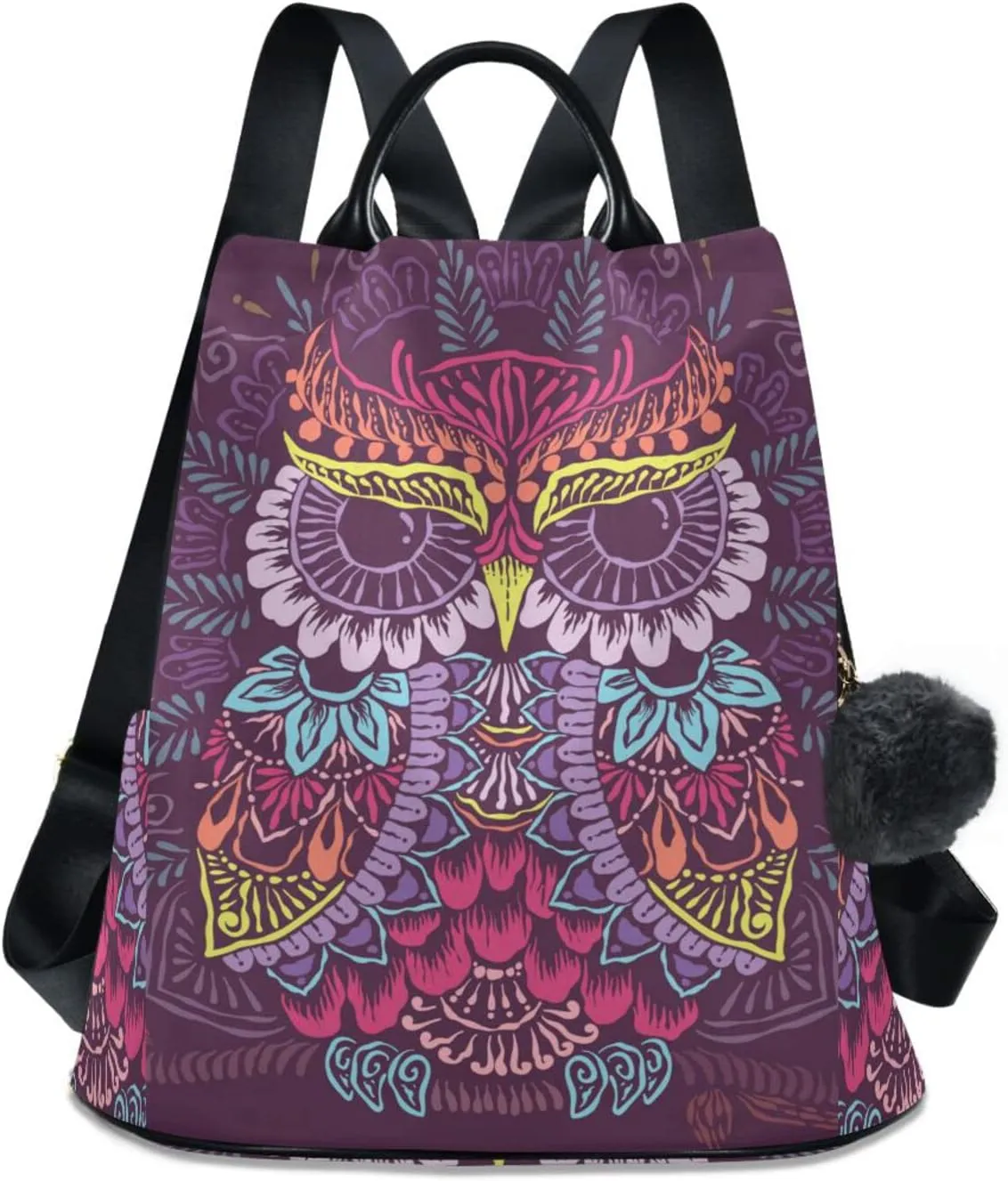 ALAZA Colorful Owl Mandala Backpack Purse for Women Travel Casual Daypack College Bookbag Work Business Ladies Shoulder Bag