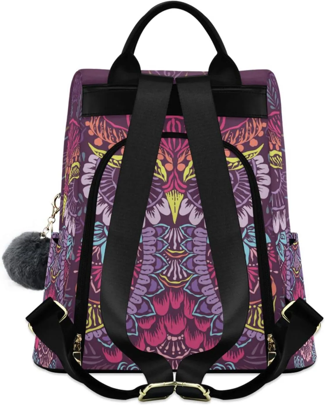 ALAZA Colorful Owl Mandala Backpack Purse for Women Travel Casual Daypack College Bookbag Work Business Ladies Shoulder Bag