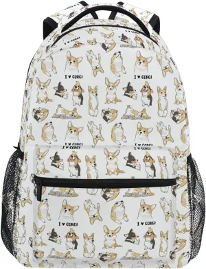 ALAZA Cute Breed Dog Corgi Kids School Backpack for Boys Girls Teens Bookbag Travel Daypack Bag 16 inch