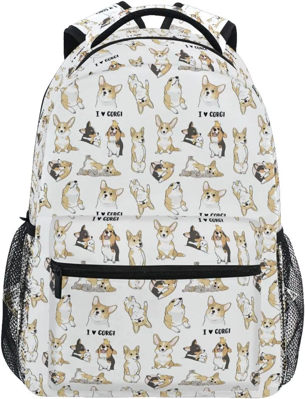ALAZA Cute Breed Dog Corgi Kids School Backpack for Boys Girls Teens Bookbag Travel Daypack Bag 16 inch