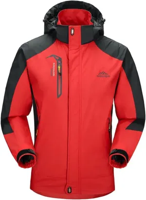 Alloaone Men Waterproof Hiking Jacket Suit Thin Fleece Jacket And Quick-Drying Pants Outdoor Trekking Camp Coat Set