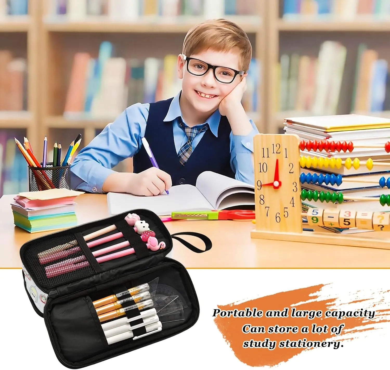 Alpacas Cute Pencil Case Large Capacity 3 Compartments Pen Bag Pouch Stationary Case for Boys Girls Adults Students Office