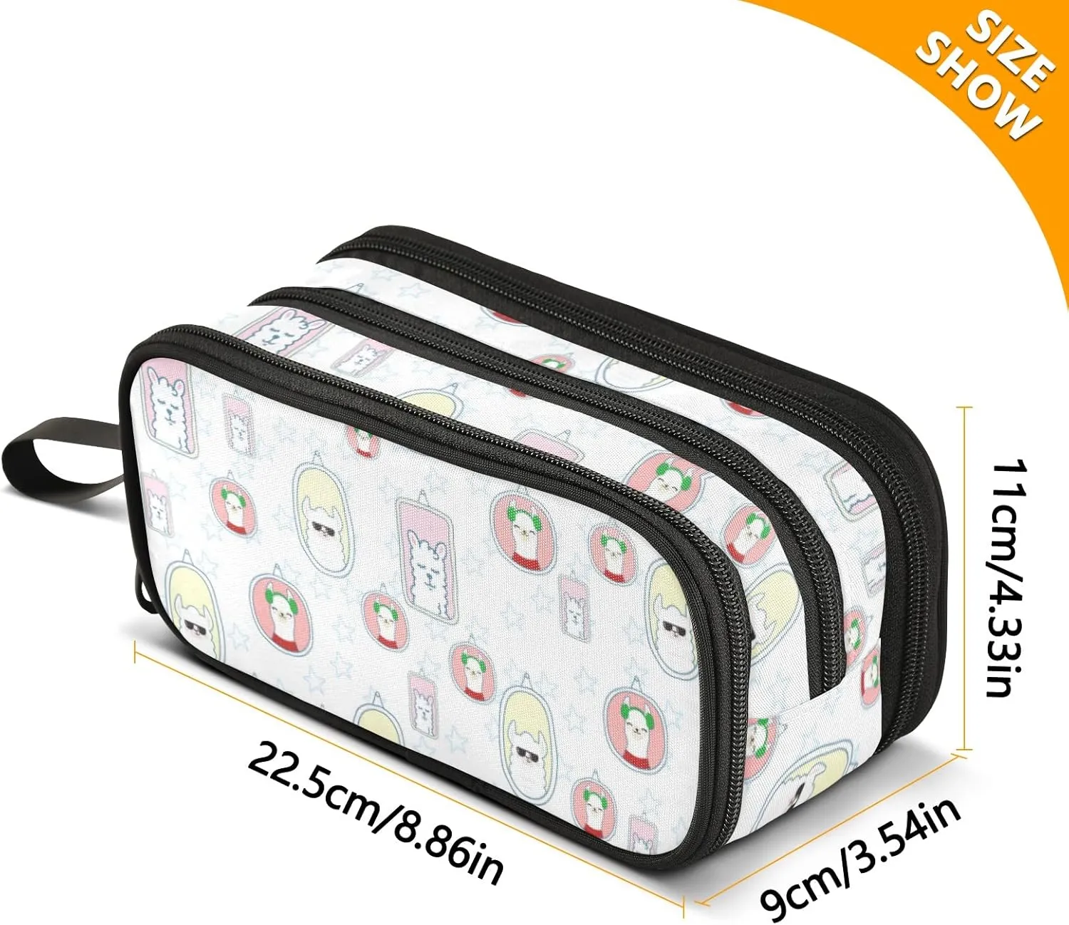 Alpacas Cute Pencil Case Large Capacity 3 Compartments Pen Bag Pouch Stationary Case for Boys Girls Adults Students Office