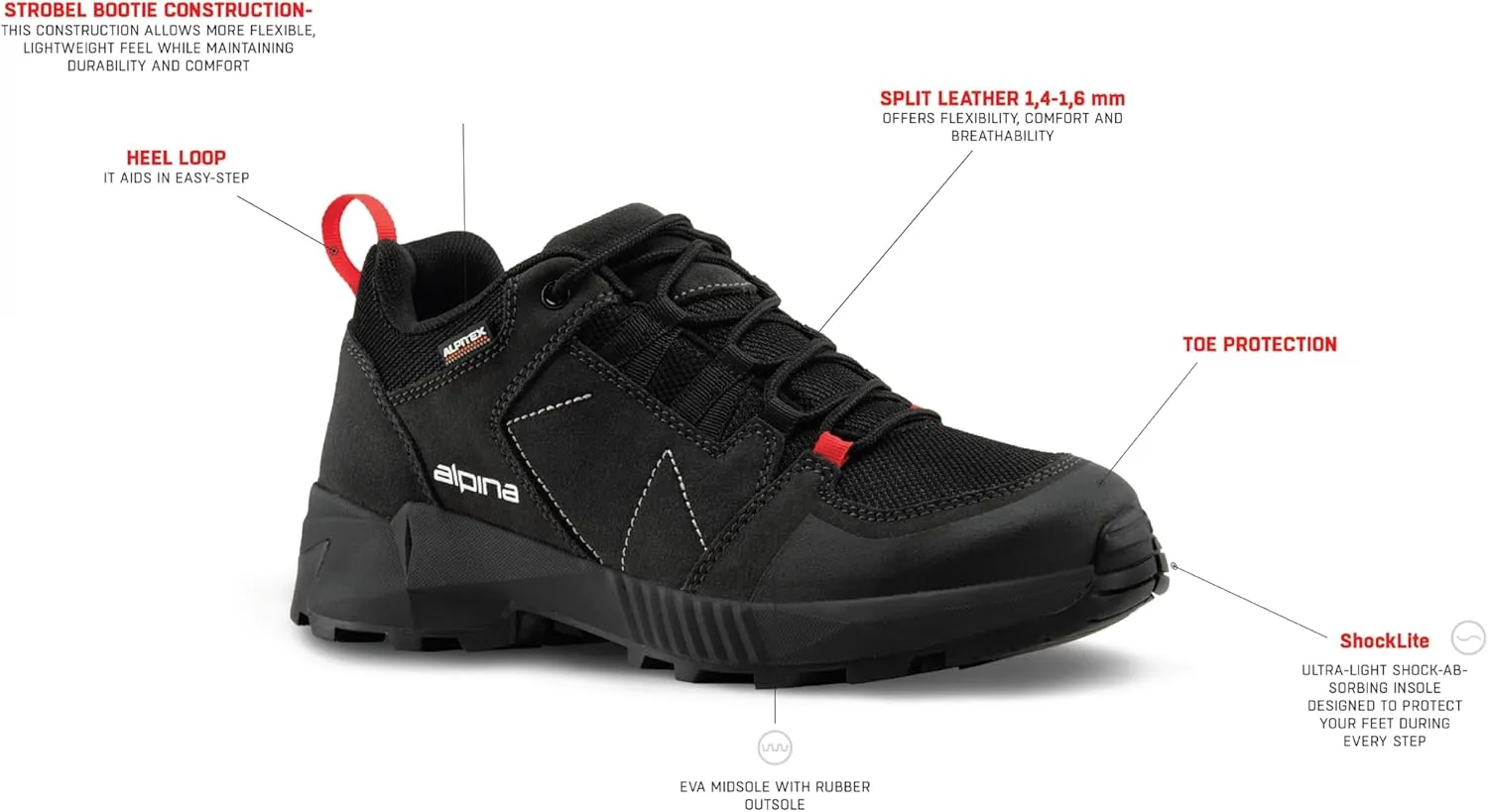 Alpina Tracker Men's Hiking Shoes | Suede Leather & Textile Upper | Breathable and Slip Resistant | Waterproof