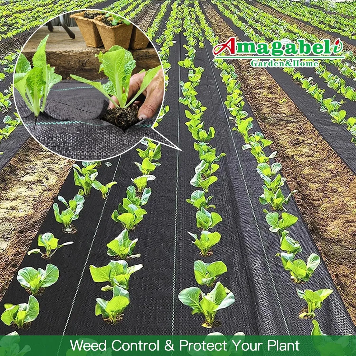AMAGABELI GARDEN & HOME, 3.2oz 4ft x 100ft Weed Barrier Landscape Fabric Heavy Duty Ground Cover Weed Cloth Geotextile Fabric Durable Driveway Cover Garden Lawn Fabric Outdoor Weed Control Mat