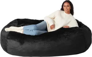 Amazon Basics Large Bean Bag Chairs for Adults, 6 ft Black Memory Foam Filled with Solid Microfiber Cover