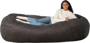 Amazon Basics Large Bean Bag Chairs for Adults, 7 ft Grey Memory Foam Filled with Solid Microfiber Cover
