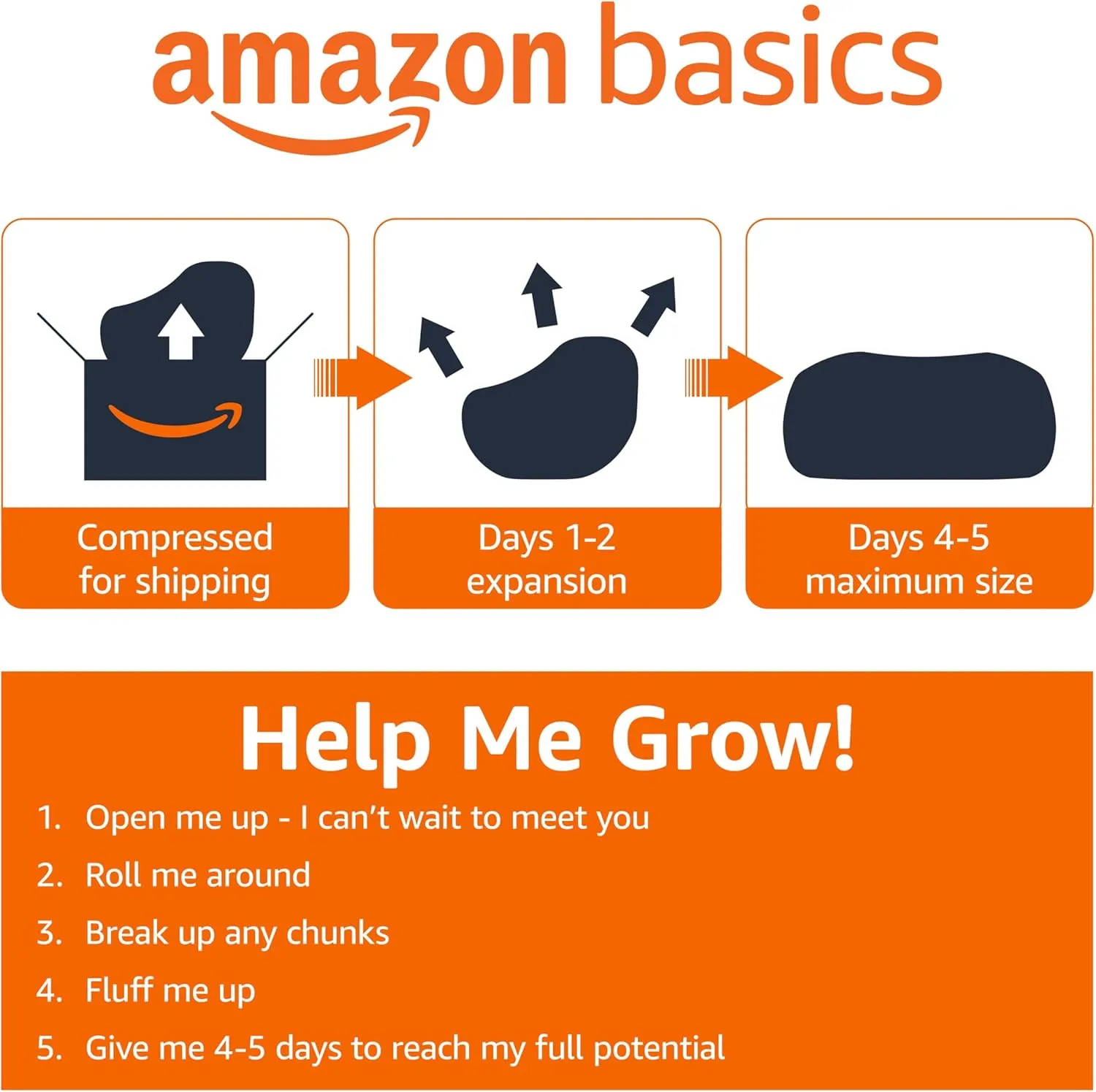 Amazon Basics Large Bean Bag Chairs for Adults, 7 ft Grey Memory Foam Filled with Solid Microfiber Cover
