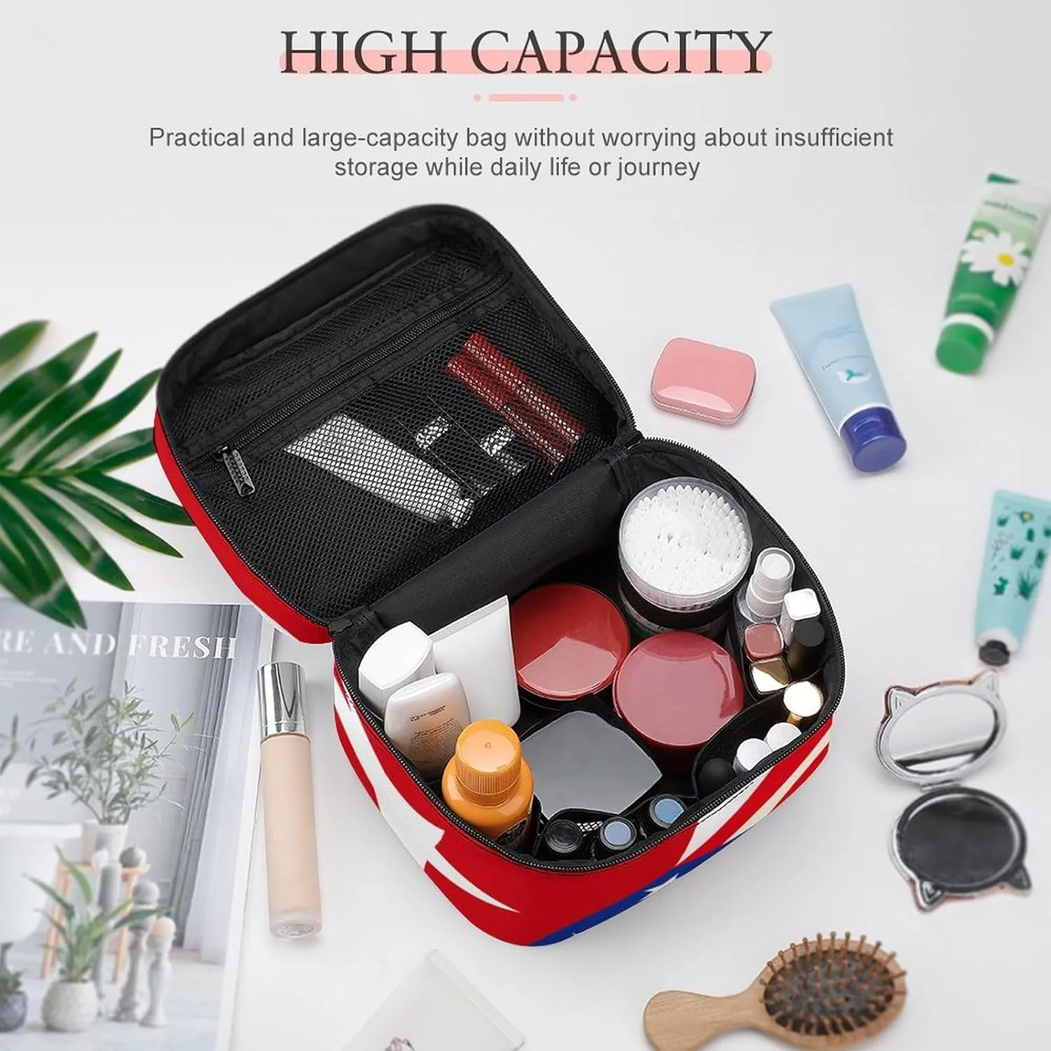American Cuban Flag Large Capacity Portable Makeup Bag And Wash Bag