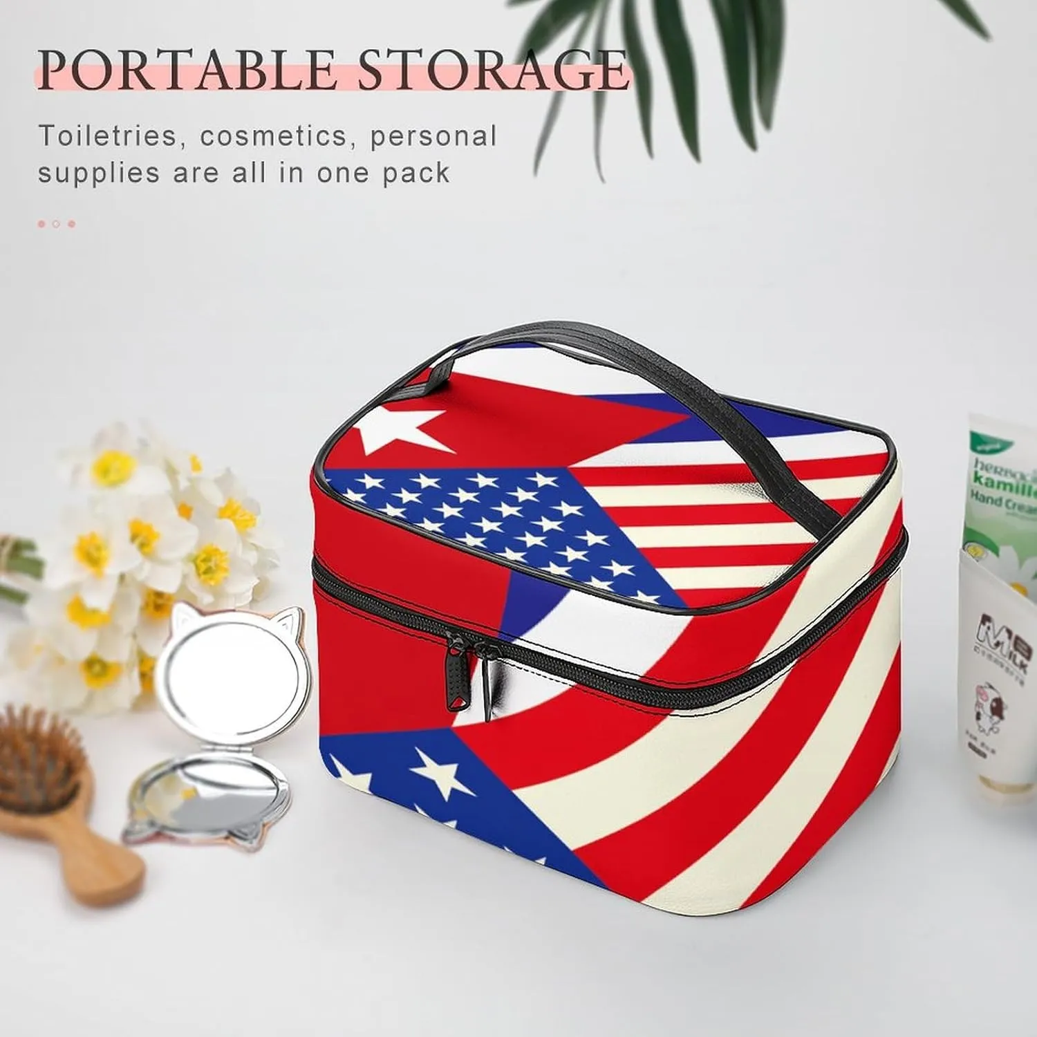 American Cuban Flag Large Capacity Portable Makeup Bag And Wash Bag