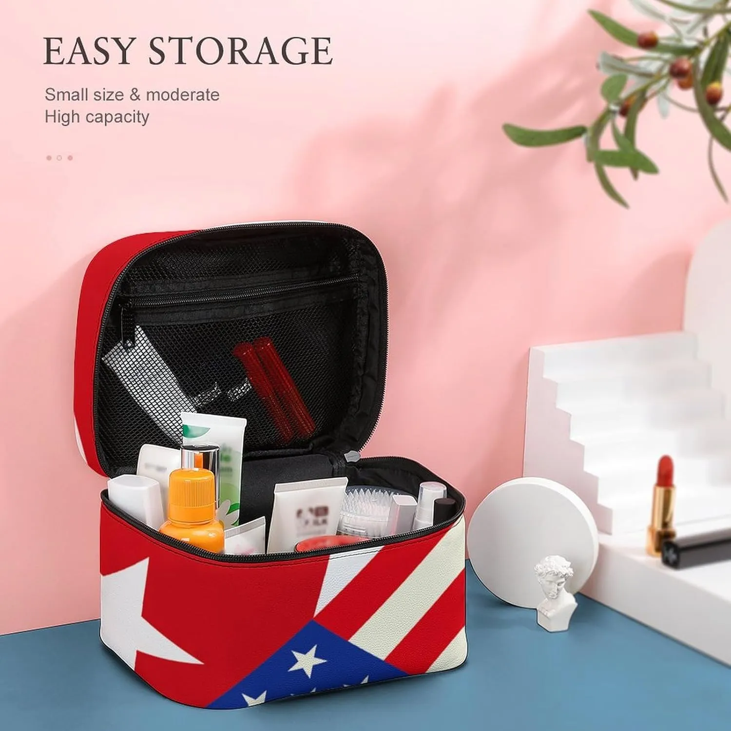 American Cuban Flag Large Capacity Portable Makeup Bag And Wash Bag