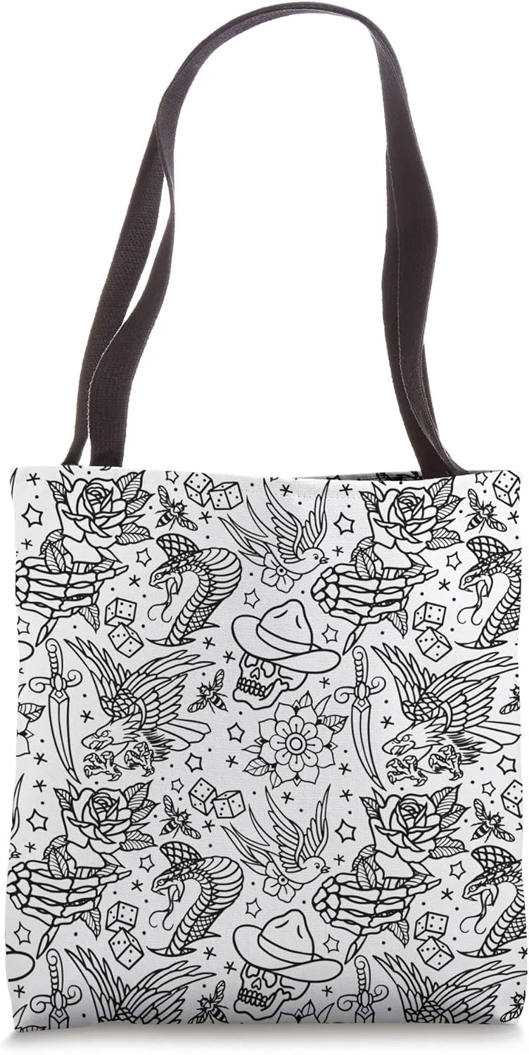 American Traditional Tattoo art Pattern Tote Bag