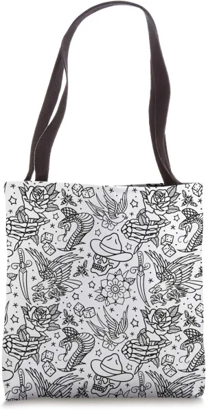 American Traditional Tattoo art Pattern Tote Bag