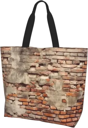 Ancient Worn Brick Wall printed Reusable Shoulder bag Shopping Bag Fashion Handbag