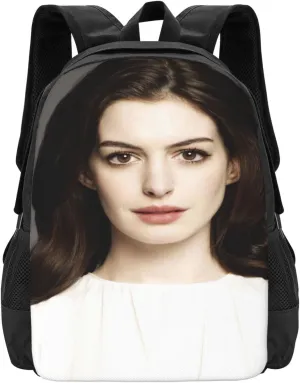 Anne Actor Hathaway Backpack Laptop Computer Backpacks Travel Bag Double Shoulder Daypack for Work Hiking 15.6 Inch