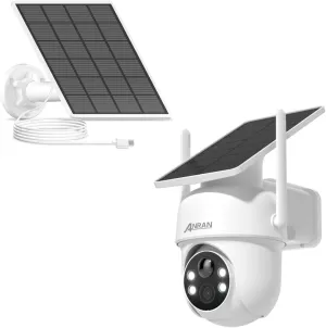 ANRAN Q04 2K Solar Security Cameras Wireless Outdoor & 3W Solar Panel with 3M Micro USB & Type-C Port Cable