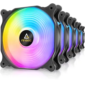 Antec RGB Fans, 120mm Fan, PC Case Fan,120mm Case Fan, 3-pin ARGB Connector, 5 Packs