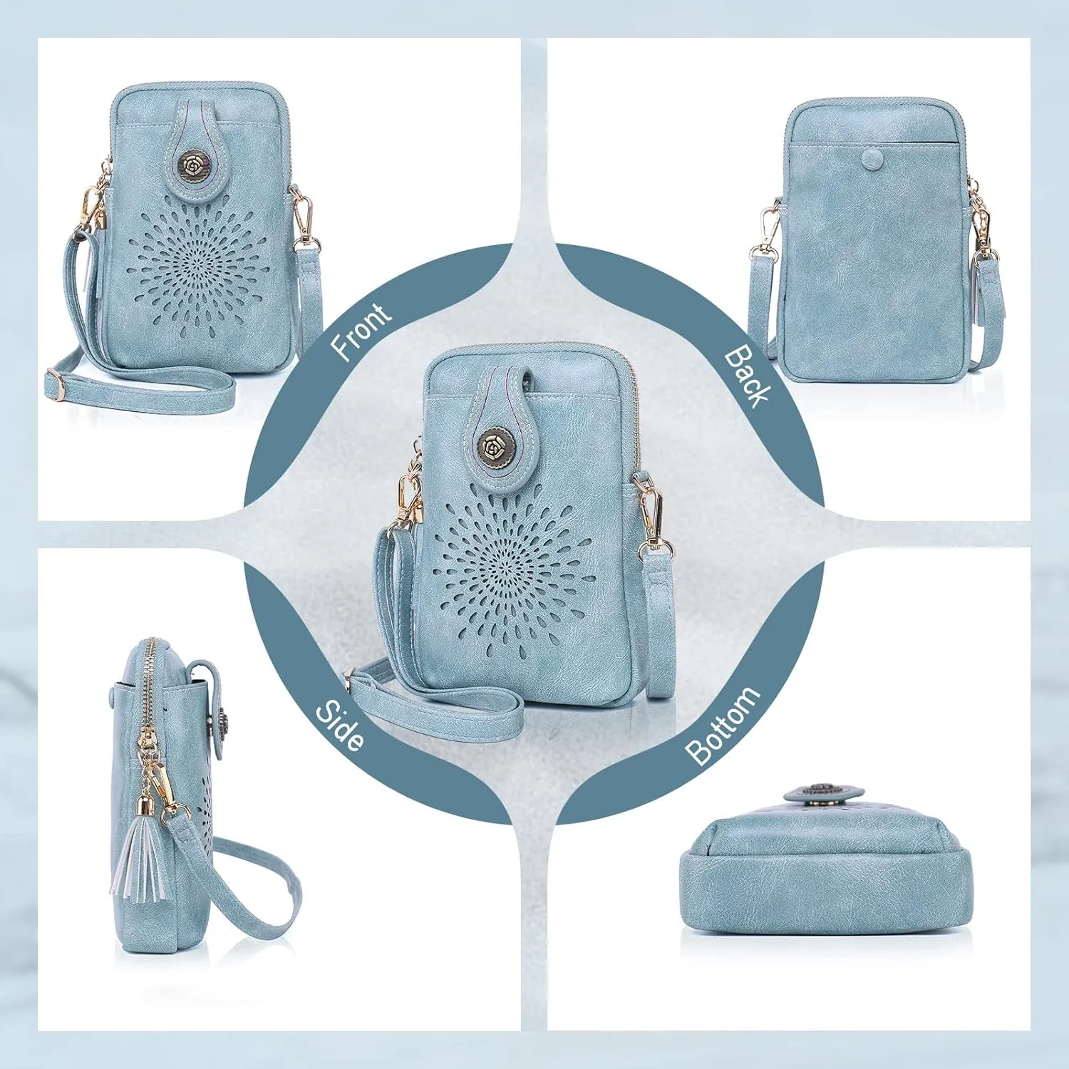 APHISON Small Crossbody Bags for Women, Lightweight Vegan Leather Cell Phone Purse, Cute Purses with Tassels