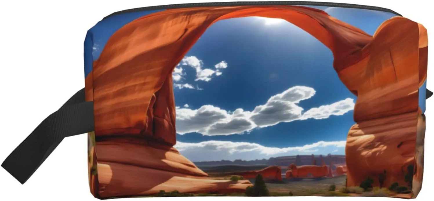Arches National Park-standard Print Large Capacity Cosmetic Organizer for Women and Men Portable Travel Makeup Pouch