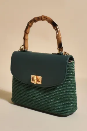 Arianna Cane Handle Event Bag - Dark Green