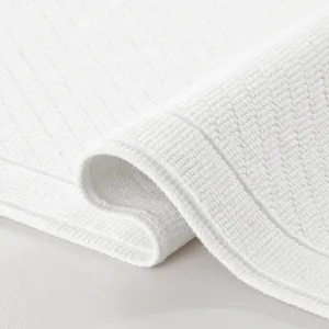 Arkwright 100% Cotton Bathroom Rug - High Absorbent Stylish Textured Woven Design Bath Mat, Slip Resistant Backing for Shower and Bathtub Floor, 20x60 in - Pearl White