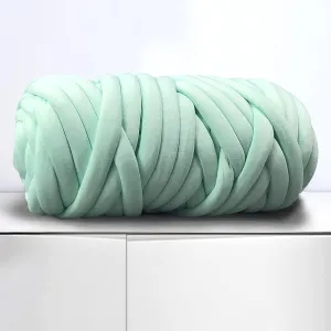 Arm Knitting Yarn for Chunky Braided Knot Throw Blanket DIY, Soft Extra Cotton Washable Tube Bulky Giant Yarn for Weave Craft Crochet (Light Green 2.2lb)