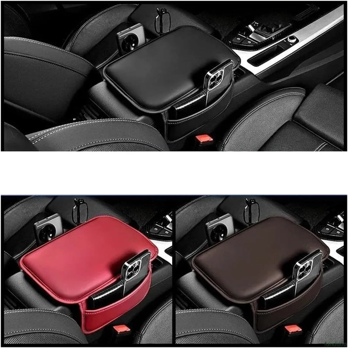Arm Storage Box for N&issan for X-Trail T31 2008-2013 Car Armrest Box Pad Leather Cushion Storage Pocket Elbow Height Support(Black)