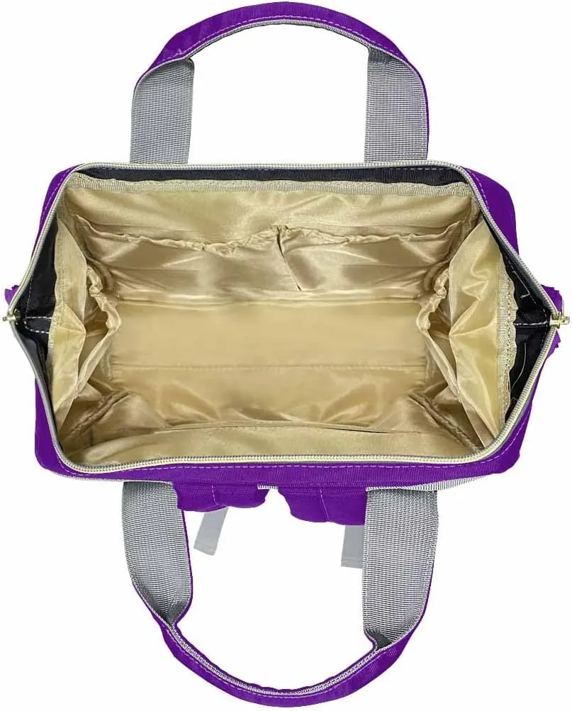 Artsadd Custom Diaper Bag for Mom, Customized Purple Glitter Print Tote Bag for Women Personalized Mommy Nursing Bags Nappy Casual Travel Daypack for Mom Women