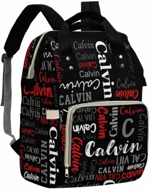 Artsadd Custom Name Diaper Bag for Mom, Personalized Black and Red Monogram Backpack with Stroller Straps Large Travel Shoulder Bag Capacity Nappy Bag for Baby Shower Gifts