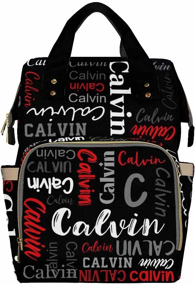 Artsadd Custom Name Diaper Bag for Mom, Personalized Black and Red Monogram Backpack with Stroller Straps Large Travel Shoulder Bag Capacity Nappy Bag for Baby Shower Gifts