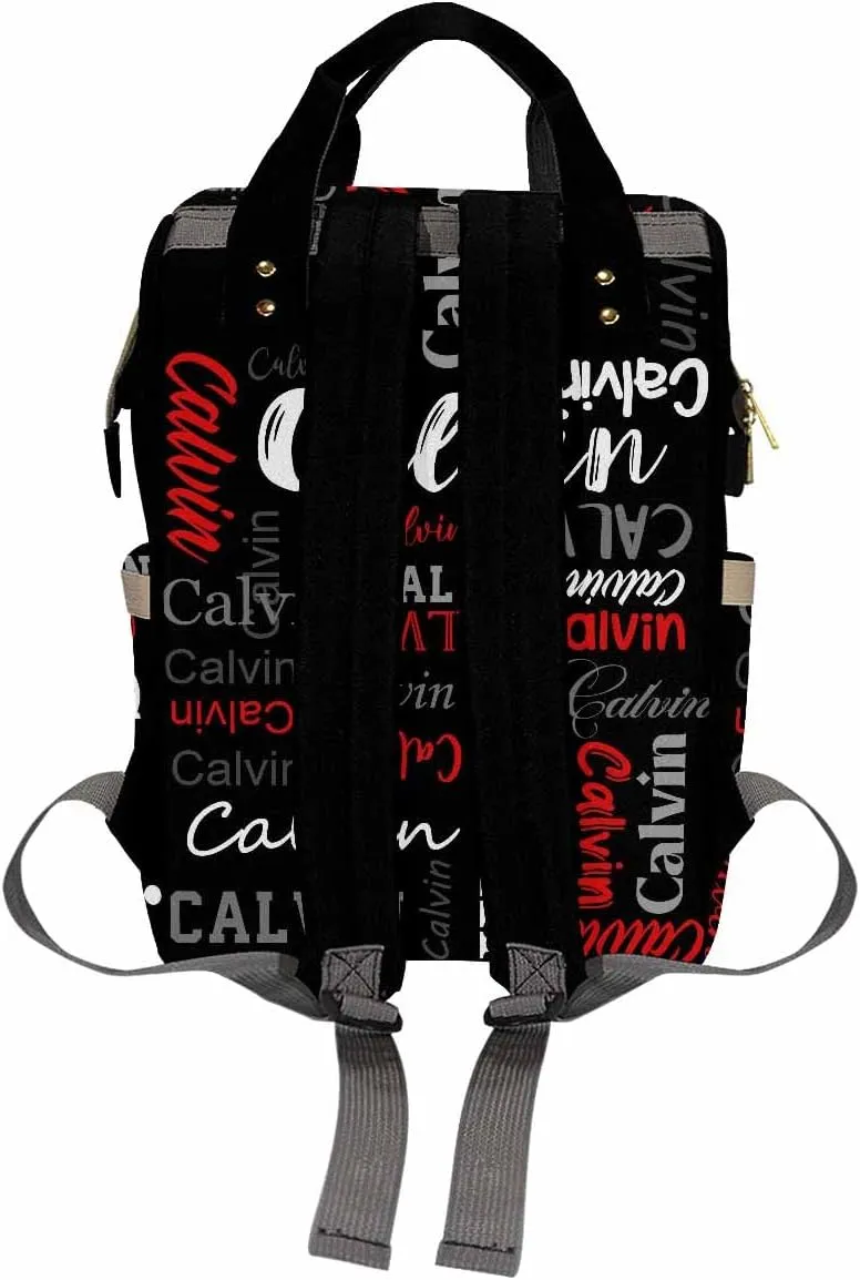 Artsadd Custom Name Diaper Bag for Mom, Personalized Black and Red Monogram Backpack with Stroller Straps Large Travel Shoulder Bag Capacity Nappy Bag for Baby Shower Gifts