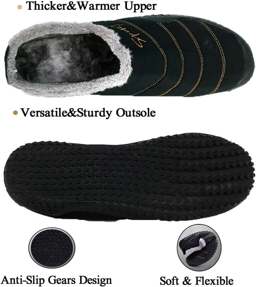 Asifn Womens Mens Slippers House Winter Slip on Shoes Warm Fur Lined Snow Plush Waterproof Indoor/Outdoor
