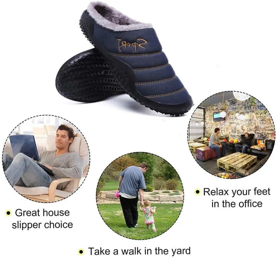 Asifn Womens Mens Slippers House Winter Slip on Shoes Warm Fur Lined Snow Plush Waterproof Indoor/Outdoor