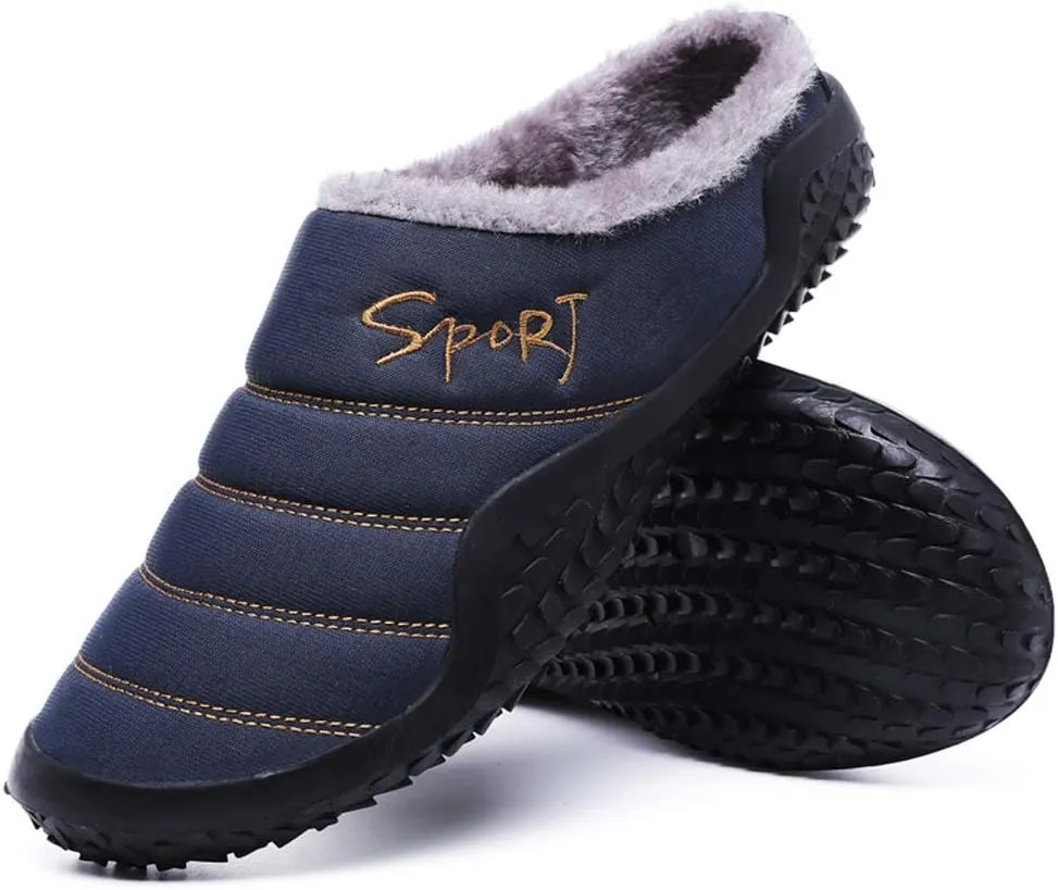 Asifn Womens Mens Slippers House Winter Slip on Shoes Warm Fur Lined Snow Plush Waterproof Indoor/Outdoor
