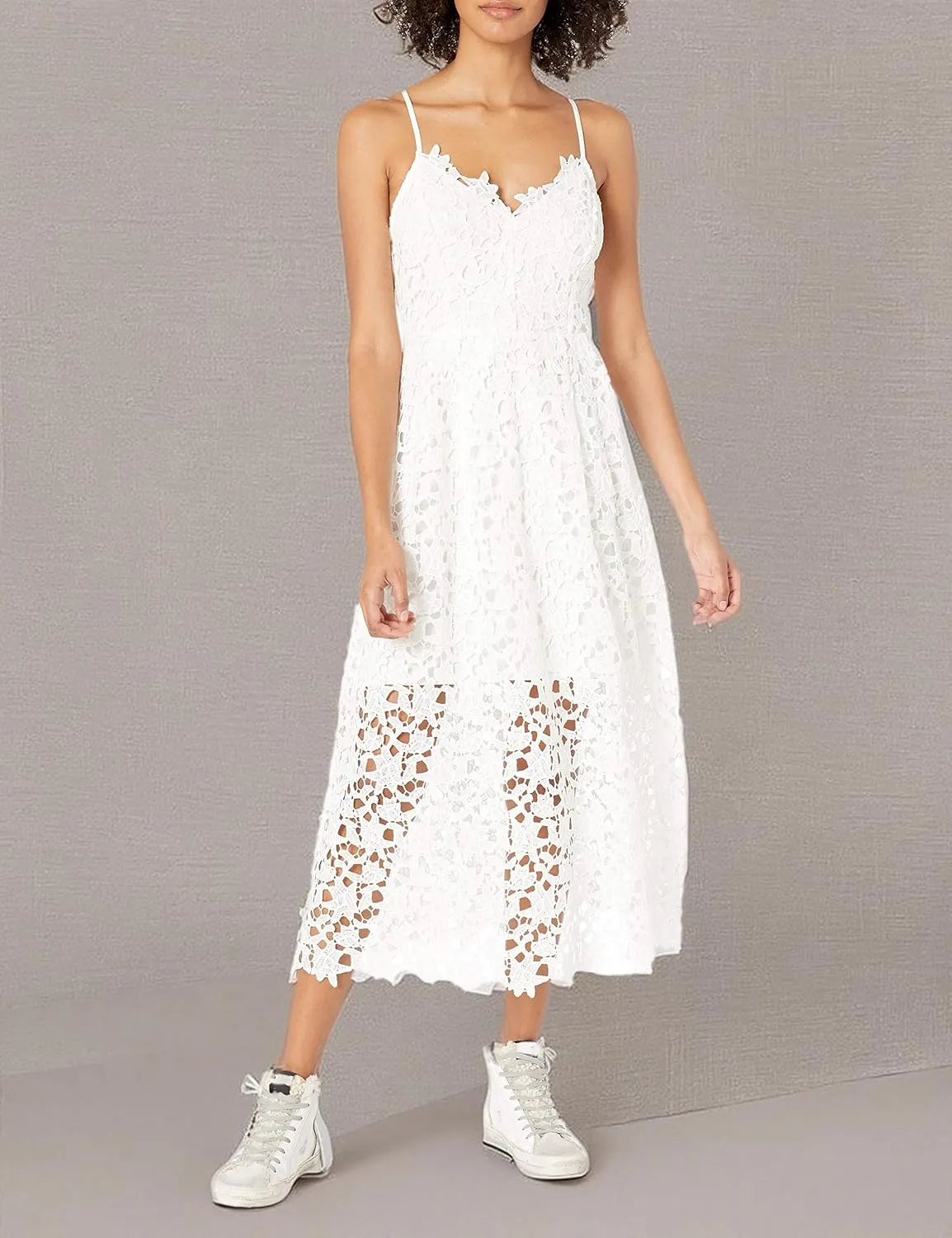 ASTR the label Women's Sleeveless Lace Fit & Flare Midi Dress