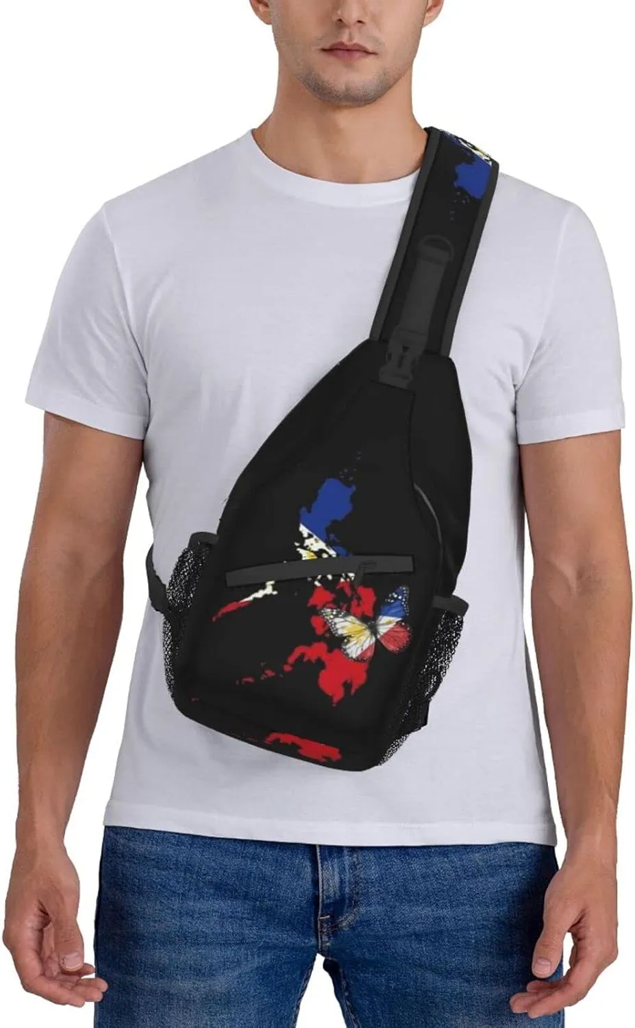 ASYG Philippine Sling Bag Philippine Flag Crossbody Chest Daypack Casual Backpack Filipino Shoulder Bag For Travel Picnic
